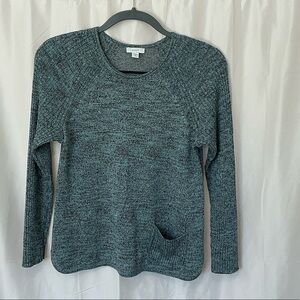 Pure Jill- Variegated Teal Crewneck Pocket Sweater- Size XS